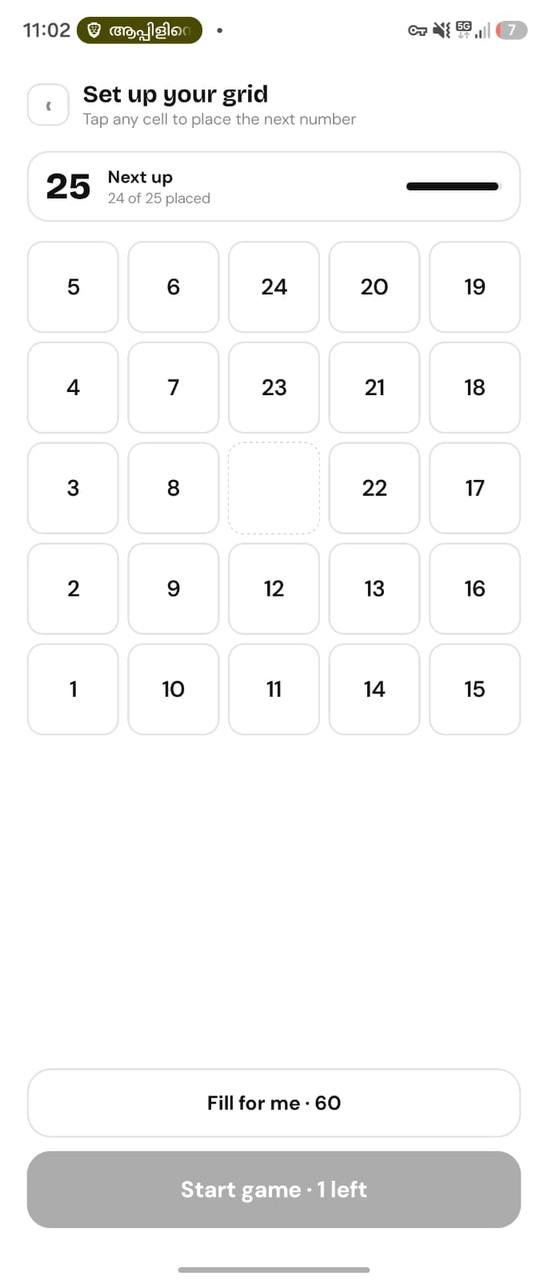 Setting up a 5x5 grid in Bingo by Keybotivated